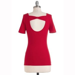 Modcloth Bow Along for the Ride Top in Red in S